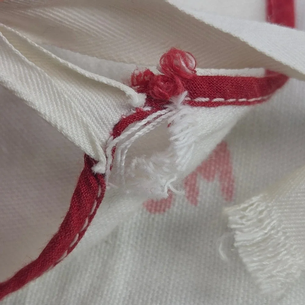 Vintage 50s BAR-B-Q Novelty Apron Red White Chuck Wagon Kitsch Mid Century BBQ